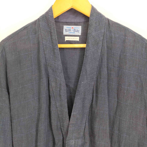 ブルーブルー BLUE BLUE ARIGATO PURE INDIGO 藍染 チェック柄 リネンライク ハンテンジャケット メンズ