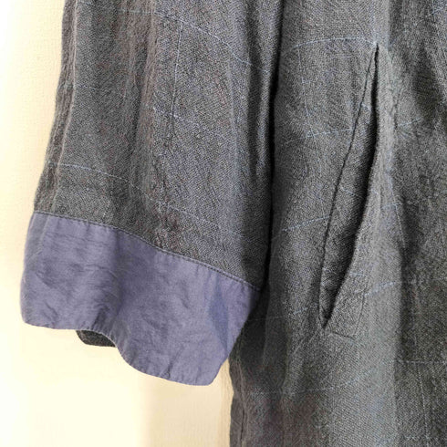 ブルーブルー BLUE BLUE ARIGATO PURE INDIGO 藍染 チェック柄 リネンライク ハンテンジャケット メンズ