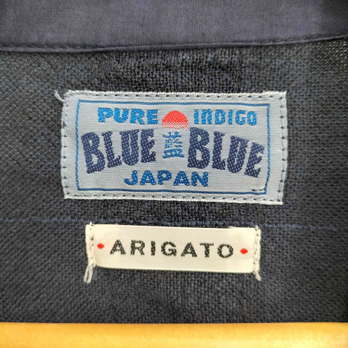 ブルーブルー BLUE BLUE ARIGATO PURE INDIGO 藍染 チェック柄 リネンライク ハンテンジャケット メンズ