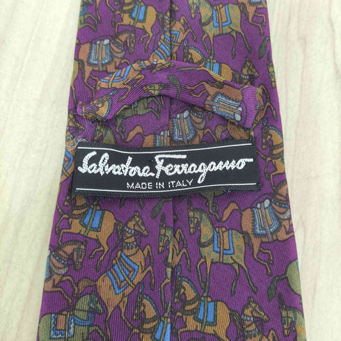 サルヴァトーレフェラガモ Salvatore Ferragamo 馬柄 シルク ネクタイ メンズ