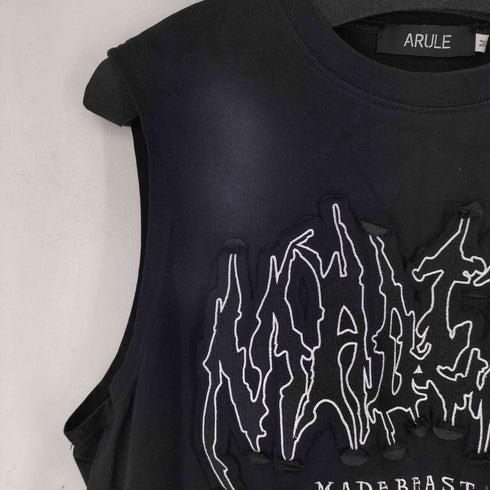 アリュール ARULE オーバーサイズユーズド加工刺繍ロゴノースリーブTシャツ メンズ JPN:M