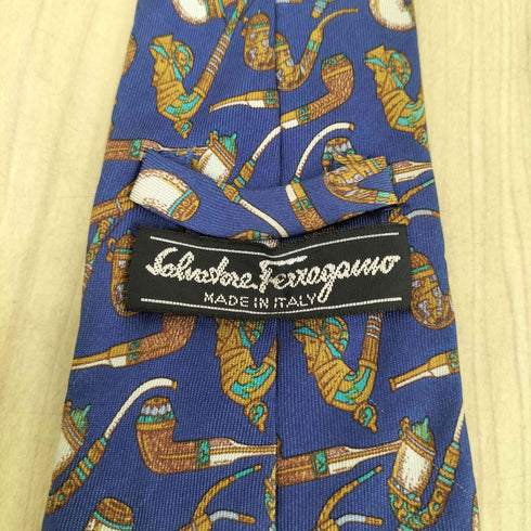 サルヴァトーレフェラガモ Salvatore Ferragamo 煙管デザイン シルク ネクタイ メンズ