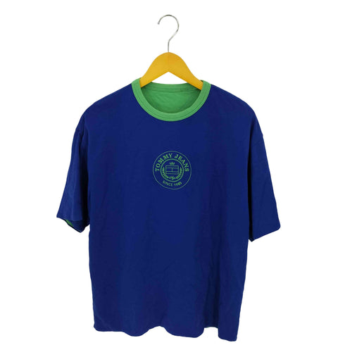 トミージーンズ tommy jeans フロントロゴ刺繍 リバーシブル半袖Tシャツ ハーフスウェットパンツ セットアップ メンズ