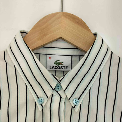 ラコステ LACOSTE ロゴ刺繍 ストライプ ボタンダウンシャツ レディース 40