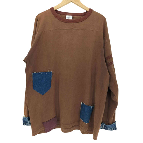 アローレ ALORE USA製 スリーブ3ライン リメイク デニムパッチ 長袖カットソー メンズ import:XL