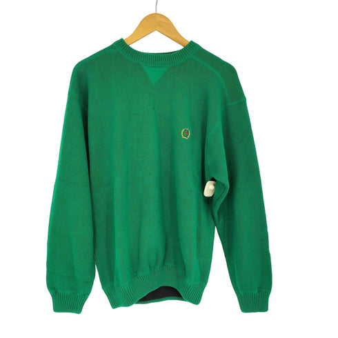 トミーヒルフィガー TOMMY HILFIGER 90s ワンポイント刺繍 クルーネック L/S コットンニット メンズ import:M