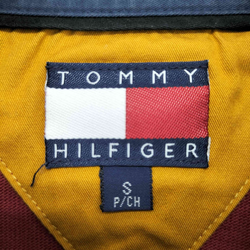 トミーヒルフィガー TOMMY HILFIGER 90s スナップボタン ワンポイント刺繍 L/S ポロシャツ ラガーシャツ メンズ import:S