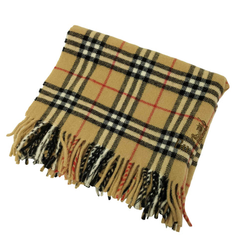 バーバリーズ BURBERRYS 日本製 80S ロゴ刺繍ノバチェックウールストール レディース