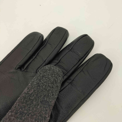 ヒューゴボス HUGO BOSS ベルトデザイン ウール レザー グローブ 手袋 メンズ L