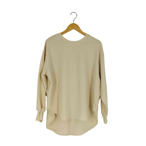 sans souci 34+ ストレッチカットジョーゼットバッグスリット裾ラウンドプルオーバー レディース