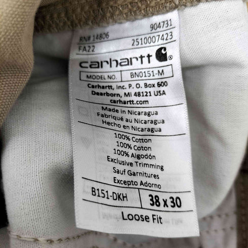 カーハート Carhartt CANVAS WORK DUNGAREE メンズ 38×30