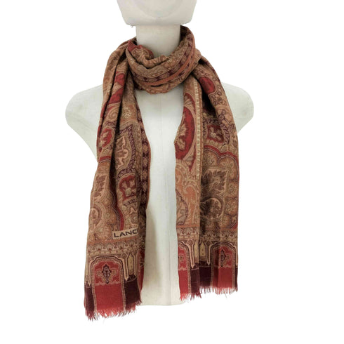 ランセル LANCEL シルク混 総柄カシミヤスカーフ メンズ