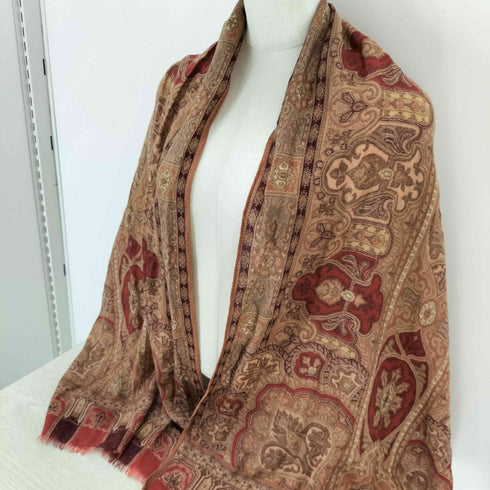 ランセル LANCEL シルク混 総柄カシミヤスカーフ メンズ