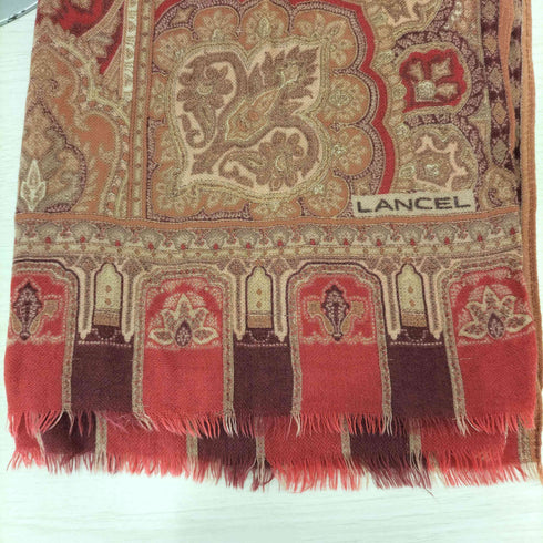 ランセル LANCEL シルク混 総柄カシミヤスカーフ メンズ