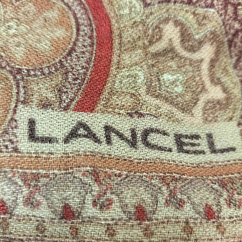 ランセル LANCEL シルク混 総柄カシミヤスカーフ メンズ