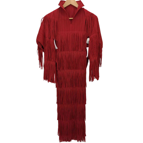 プリーツプリーズイッセイミヤケ PLEATS PLEASE ISSEY MIYAKE フリンジ プリーツワンピース アンサンブル レディース FREE