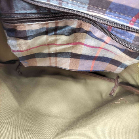 STREAM TRAIL 裏地チェック キャンバス レザー トートバッグ レディース