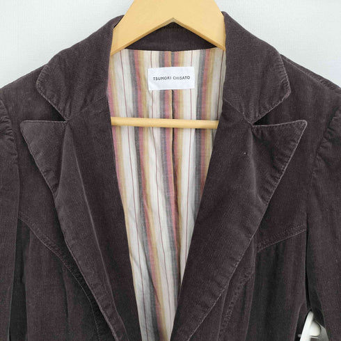 ツモリチサト TSUMORI CHISATO 裏地ストライプ 細畝 コーデュロイジャケット レディース