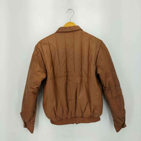 EXCELLENCE DESIGN COW カウレザー ジップアップ リブジャケット レディース L
