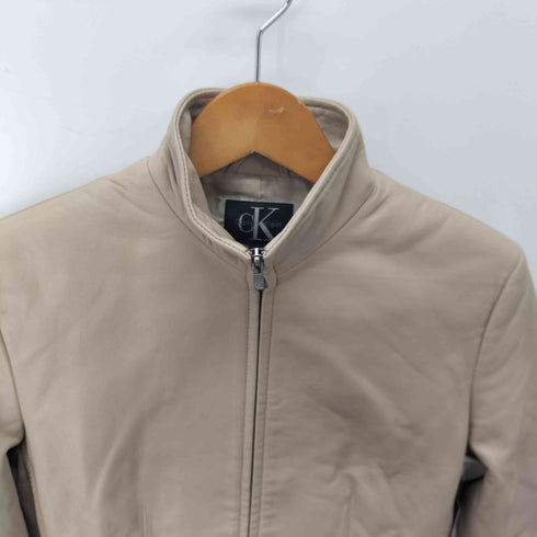 シーケーカルバンクライン ck Calvin Klein ラムレザー スタンドカラージャケット レディース US:4