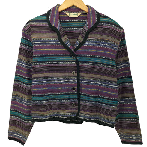 エルエルビーン L.L.Bean ネイティブ柄ボーダークロップドジャケット レディース import:S