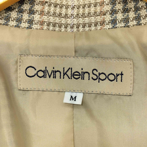 カルバンクライン CALVIN KLEIN シルク混 グレンチェック 背抜き ツイード 2B テーラードジャケット レディース JPN:M