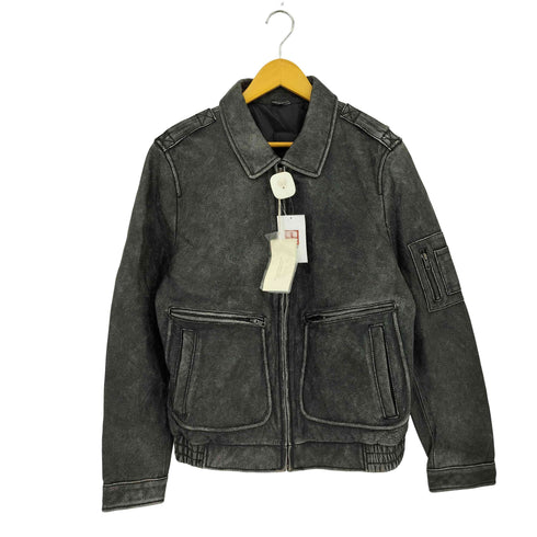 Karaku RETRO CLOTHING COW マルチポケット ジップアップ カウレザー バイカー メンズ 3XL