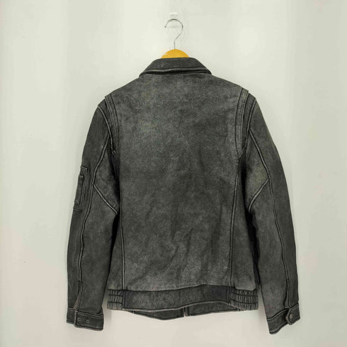 Karaku RETRO CLOTHING COW マルチポケット ジップアップ カウレザー バイカー メンズ 3XL