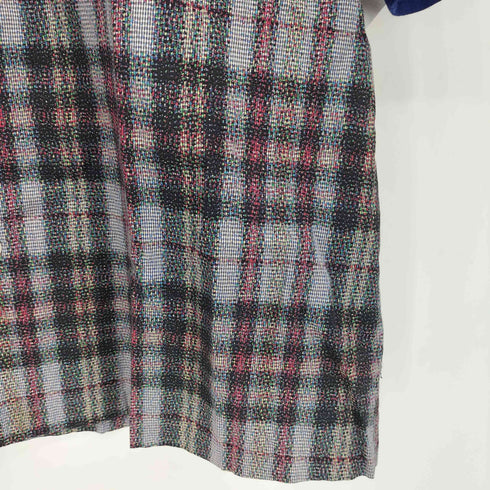 コムデギャルソンオム COMME des GARCONS HOMME 銀タグ 田中オム ウールスリーブドッキング モザイクチェック柄 オープンカラー半袖シャツ メンズ