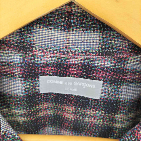 コムデギャルソンオム COMME des GARCONS HOMME 銀タグ 田中オム ウールスリーブドッキング モザイクチェック柄 オープンカラー半袖シャツ メンズ