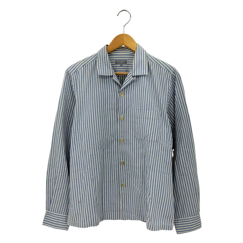 コムデギャルソンオム COMME des GARCONS HOMME 03SS 銀タグ 田中オム ボックスシルエット オープンカラー ストライプ柄 長袖シャツ メンズ M