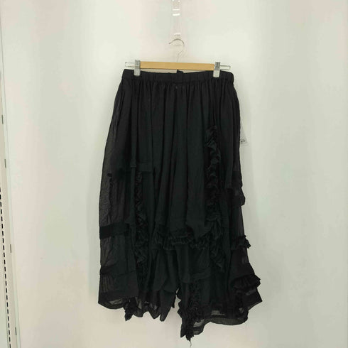 ブラックコムデギャルソン BLACK COMME des GARCONS 16AW レースフリルデザイン エステル ギャザーイージーパンツ レディース S