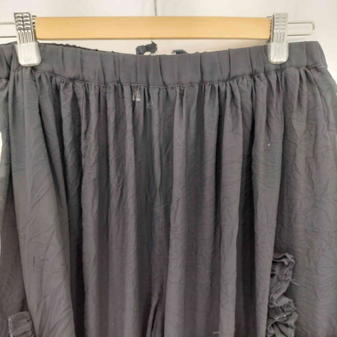 ブラックコムデギャルソン BLACK COMME des GARCONS 16AW レースフリルデザイン エステル ギャザーイージーパンツ レディース S