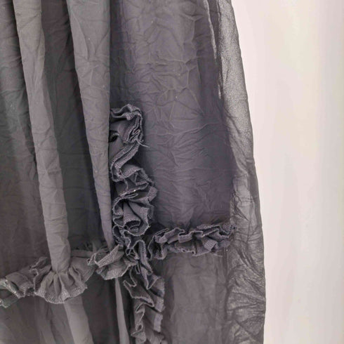 ブラックコムデギャルソン BLACK COMME des GARCONS 16AW レースフリルデザイン エステル ギャザーイージーパンツ レディース S