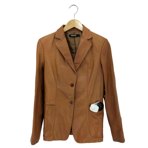 ダナキャランニューヨーク DKNY Lamb ラムレザー 2B シングル テーラードジャケット レディース 4