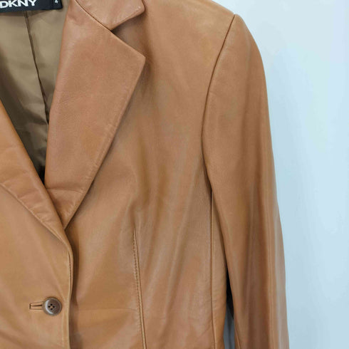 ダナキャランニューヨーク DKNY Lamb ラムレザー 2B シングル テーラードジャケット レディース 4