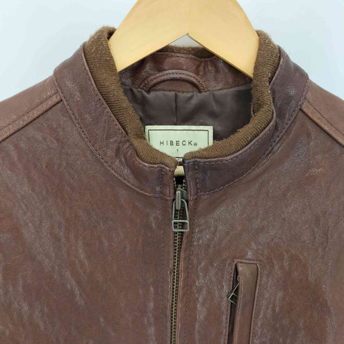 HIBECK GOAT ゴートスキン リブデザイン シングルライダースジャケット メンズ 1