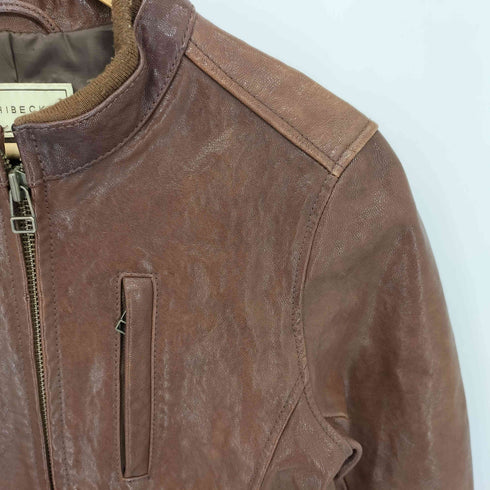 HIBECK GOAT ゴートスキン リブデザイン シングルライダースジャケット メンズ 1