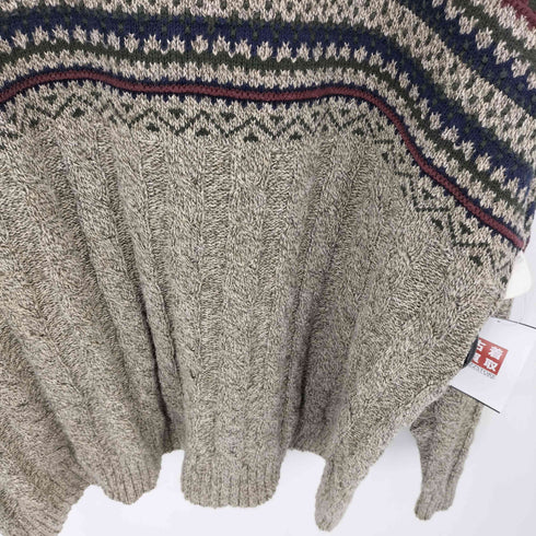 エディーバウアー Eddie Bauer 90s 白タグ ノルディックボーダー コットンニット クルーネックセーター メンズ L/G