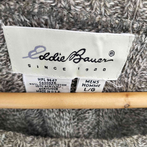 エディーバウアー Eddie Bauer 90s 白タグ ノルディックボーダー コットンニット クルーネックセーター メンズ L/G