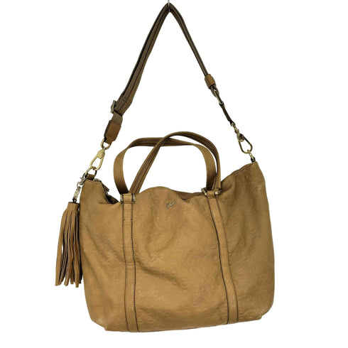 アニヤハインドマーチ ANYA HINDMARCH リボン総柄 型押し レザー ショルダーバッグ レディース