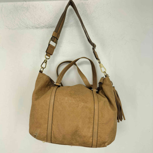 アニヤハインドマーチ ANYA HINDMARCH リボン総柄 型押し レザー ショルダーバッグ レディース