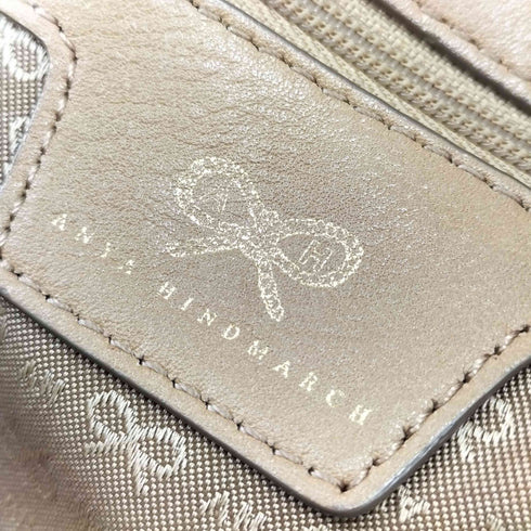 アニヤハインドマーチ ANYA HINDMARCH リボン総柄 型押し レザー ショルダーバッグ レディース