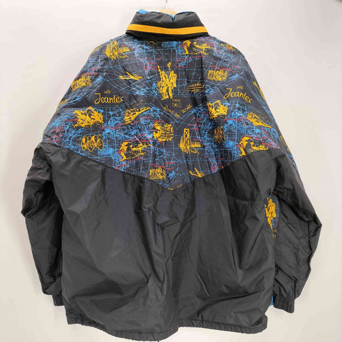 JEANTEX 90S T3000 世界地図 総柄 プリント スイッチング ナイロン ポリ パッカブル マウンテン ジャケット 裾ドローコード メンズ 54/56