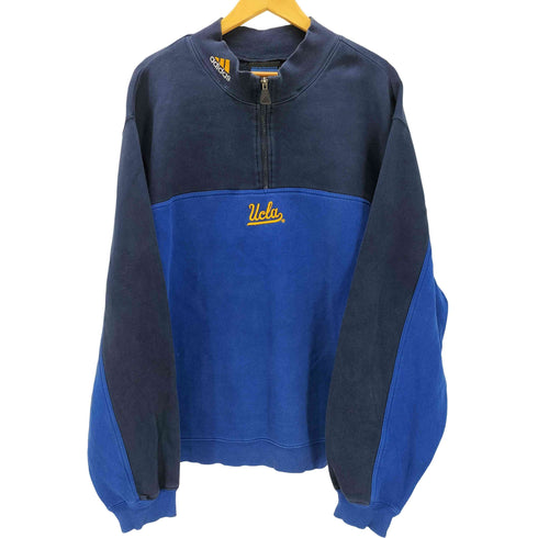 アディダス adidas TEAM 00S 襟パフォーマンスロゴ 刺繍 バイカラー カレッジ ハーフジップ スウェット トレーナー ビックサイズ メンズ import:L