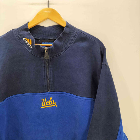 アディダス adidas TEAM 00S 襟パフォーマンスロゴ 刺繍 バイカラー カレッジ ハーフジップ スウェット トレーナー ビックサイズ メンズ import:L