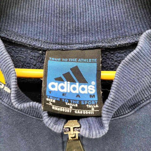 アディダス adidas TEAM 00S 襟パフォーマンスロゴ 刺繍 バイカラー カレッジ ハーフジップ スウェット トレーナー ビックサイズ メンズ import:L
