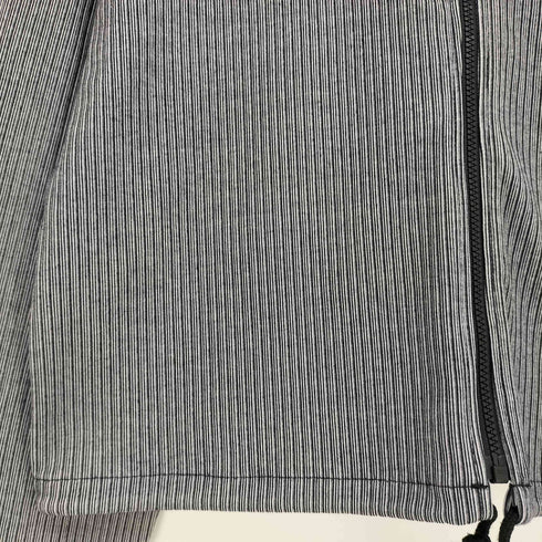 OMOGYM by NORMA KAMALI ストライプ クロップド ジップパーカー 裾ドローコード レディース JPN:M