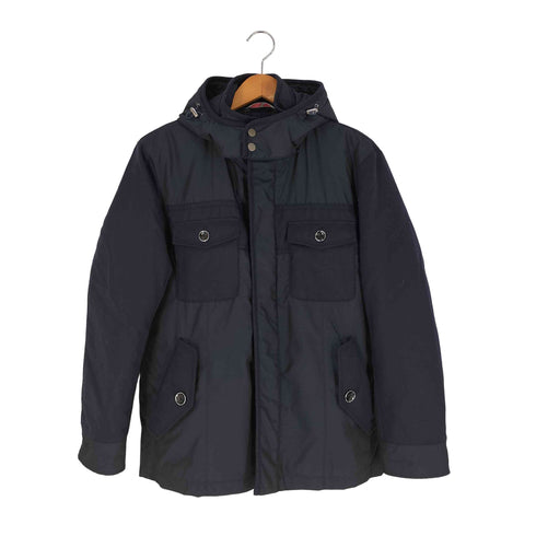 インターメッツォ INTERMEZZO ダウンインナー付き 異素材切替 フーディジャケット メンズ import:M