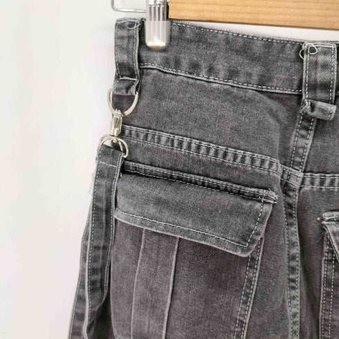 ギミック ブラックデニム ワイドパンツ レディース M